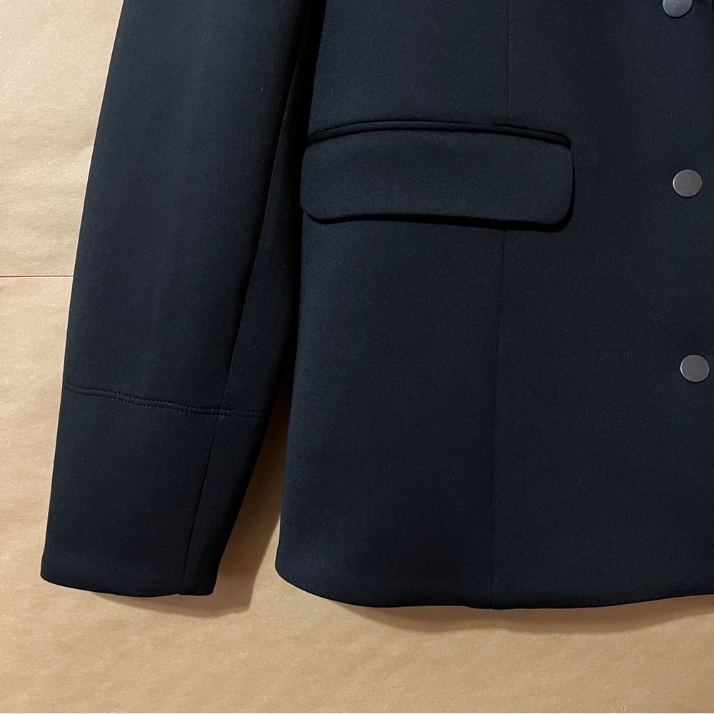 Aday Soft Power Blazer Jacket Scuba Knit Notched Lapel Snap Front Black Size XS - Picture 6 of 14